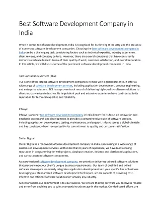 best software development company in india