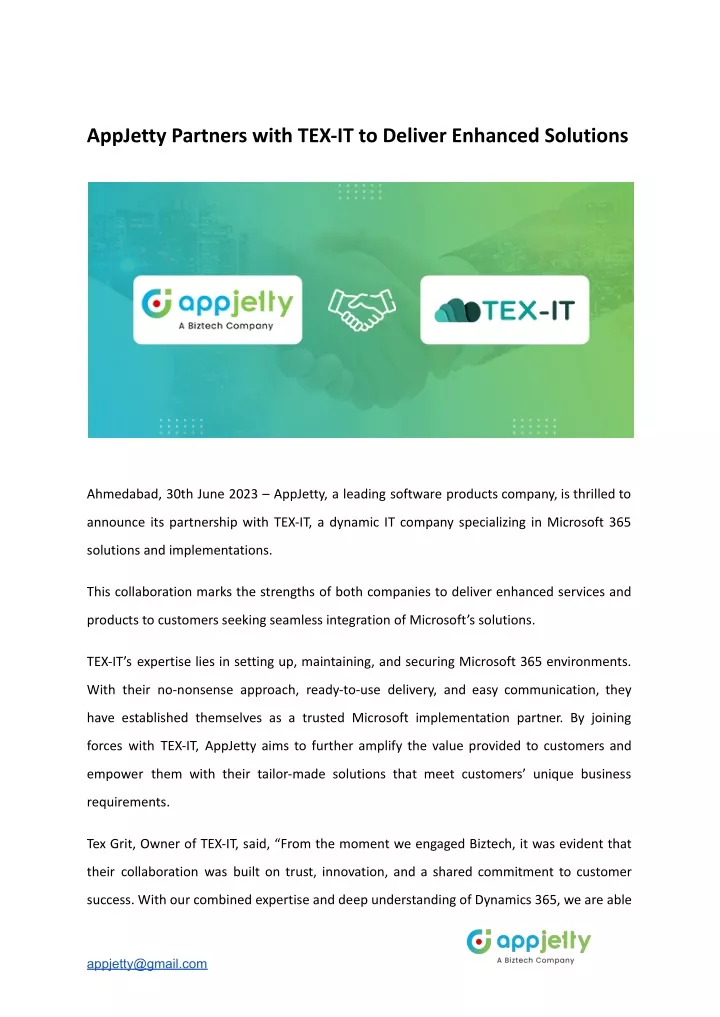 appjetty partners with tex it to deliver enhanced