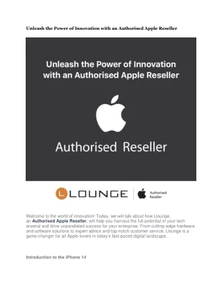 Unleash the Power of Innovation with an Authorised Apple Reseller