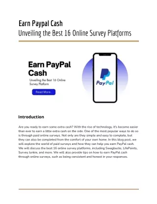 Earn PayPal Cash : Unveiling the Best 16 Online Survey Platforms