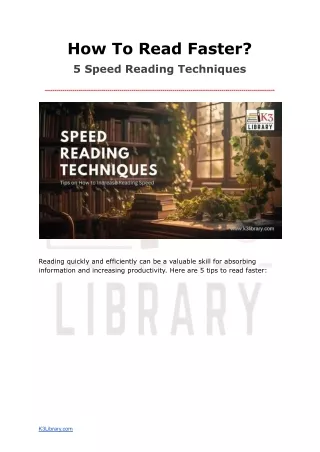 How To Read Faster - 5 Speed Reading Techniques