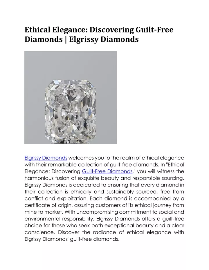 ethical elegance discovering guilt free diamonds
