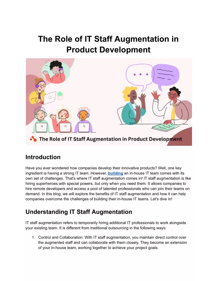 the role of it staff augmentation in product