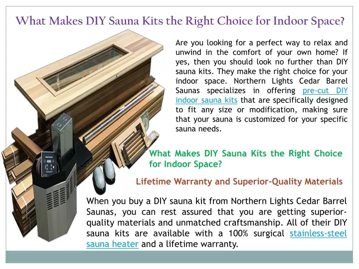 what makes diy sauna kits the right choice