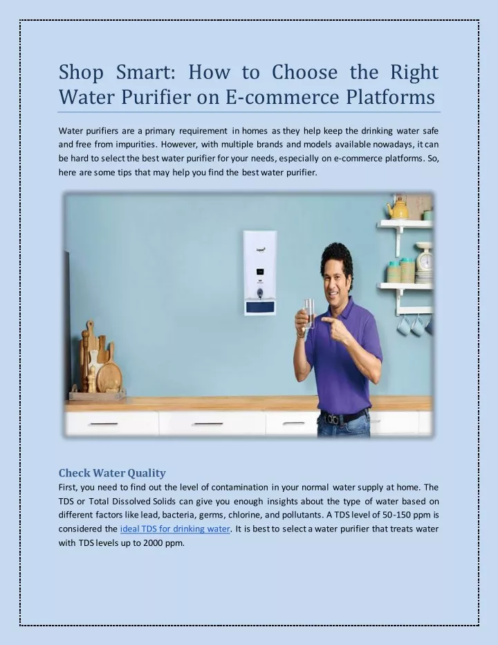 shop smart how to choose the right water purifier