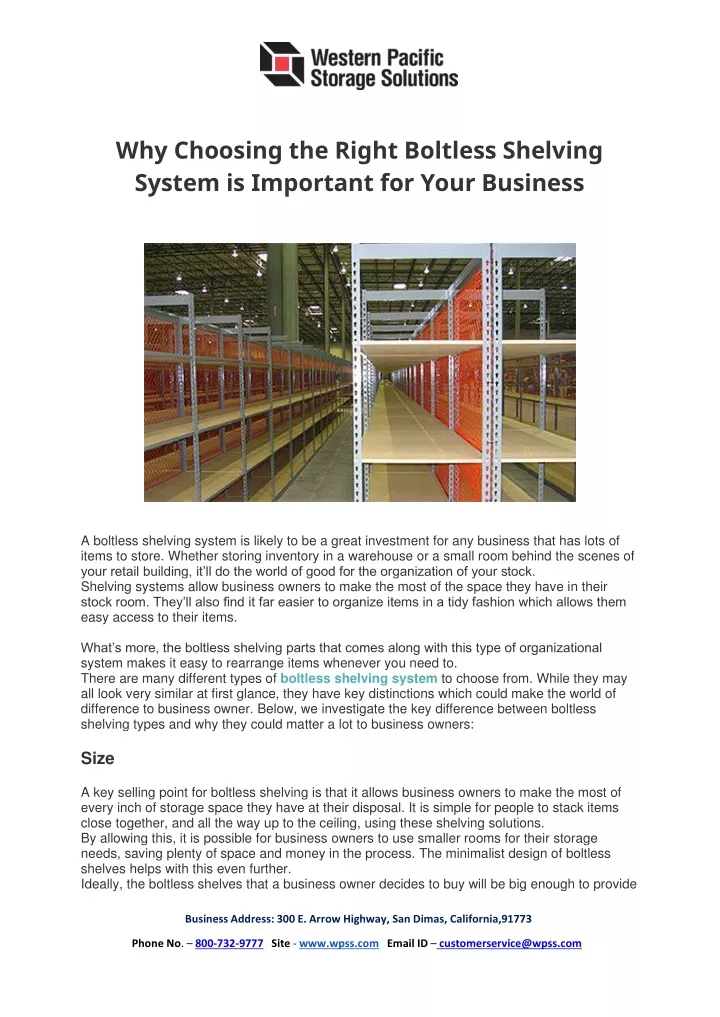 why choosing the right boltless shelving system