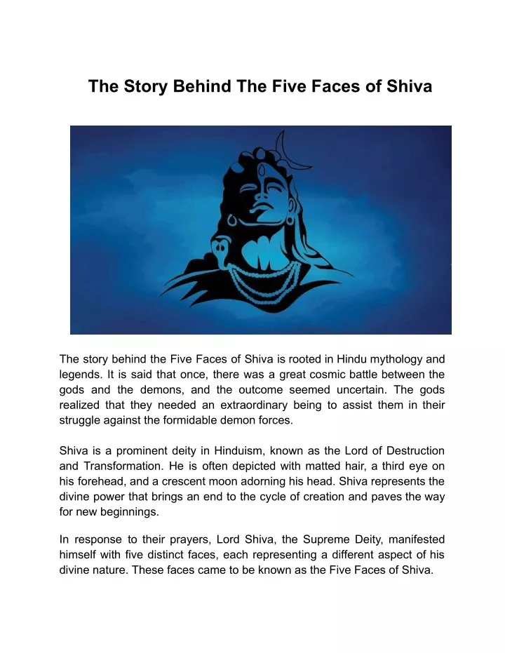 the story behind the five faces of shiva