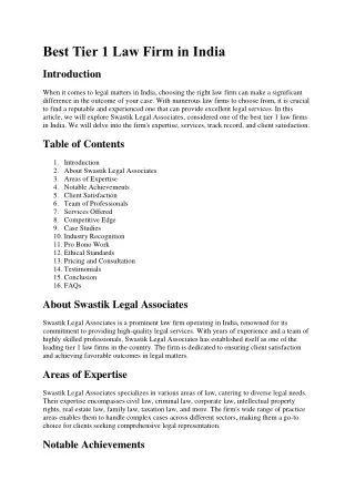 Swastik Legal - Best Tier 1 Law Firm in India