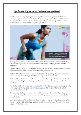 Tips for Getting Workout Clothes Clean and Fresh