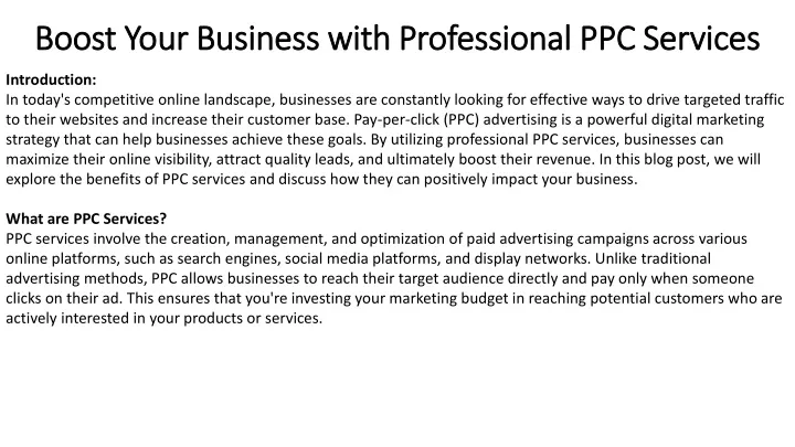 boost your business with professional ppc services