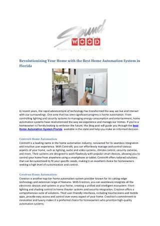 Revolutionizing Your Home with the Best Home Automation System in Florida