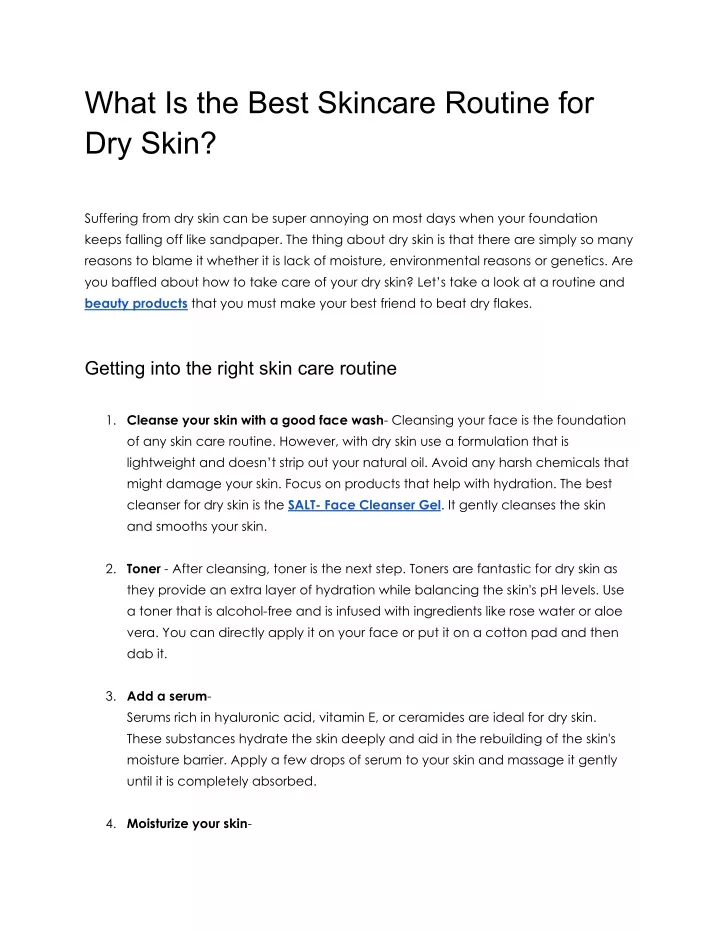 what is the best skincare routine for dry skin