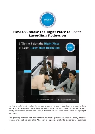 How to Choose the Right Place to Learn Laser Hair Reduction