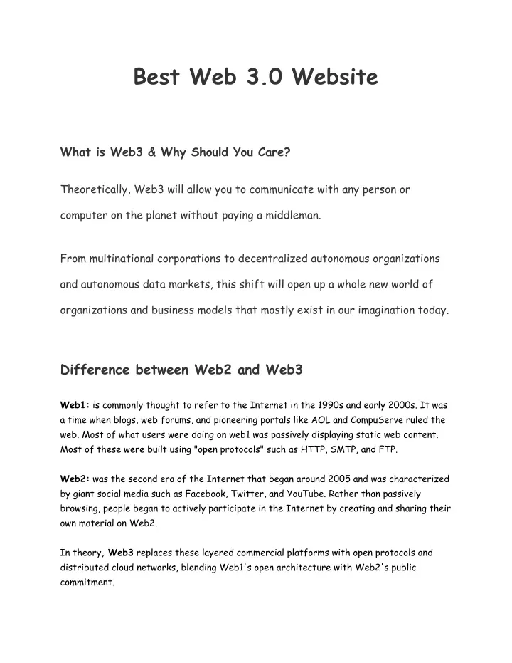 best web 3 0 website