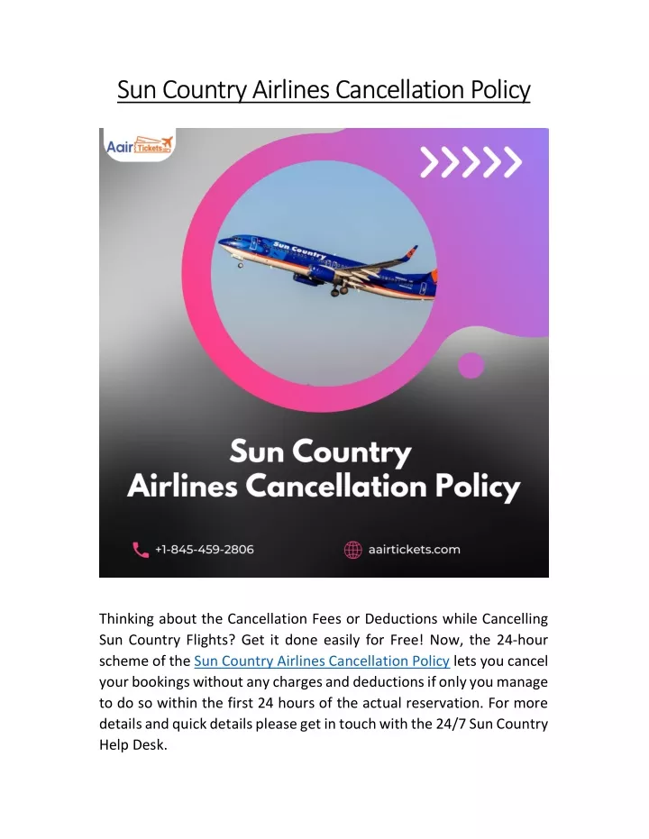 sun country airlines cancellation policy
