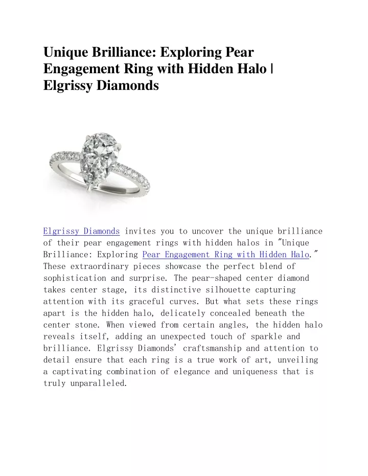 unique brilliance exploring pear engagement ring