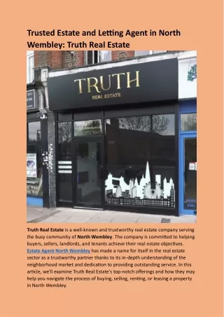 trusted estate and letting agent in north wembley
