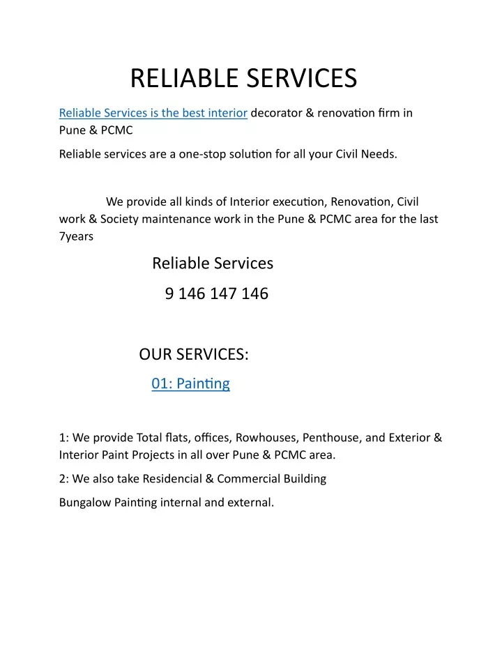 reliable services
