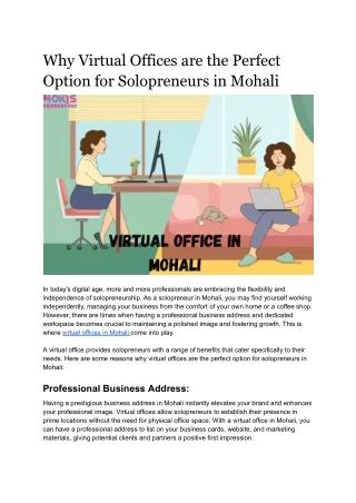 Why Virtual Offices are the Perfect Option for Solopreneurs in Mohali