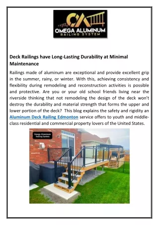 Deck Railings have Long-Lasting Durability at Minimal Maintenance