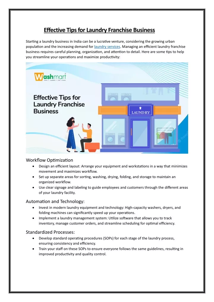 effective tips for laundry franchise business