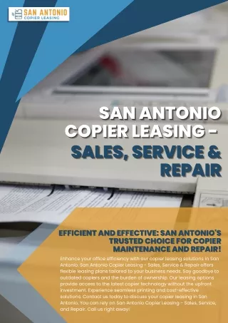 Efficient and Effective: San Antonio's Trusted Choice for Copier Maintenance and