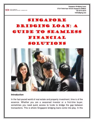 Singapore Bridging Loan A Guide to Seamless Financial Solutions