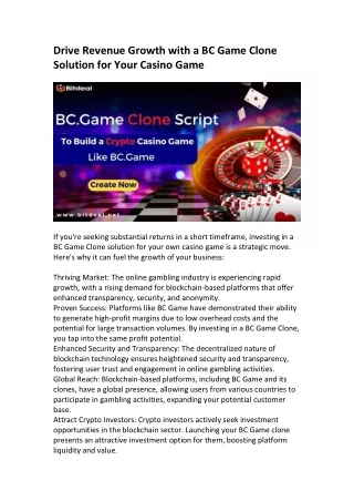 drive revenue growth with a bc game clone