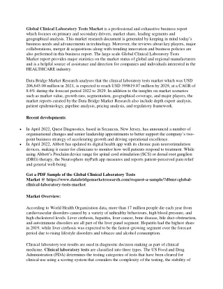 global clinical laboratory tests market