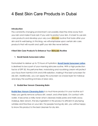 4 Best Skin Care Products in Dubai