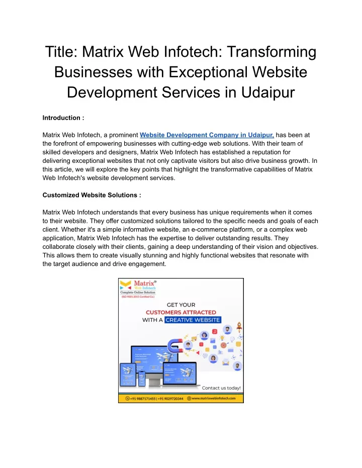 title matrix web infotech transforming businesses