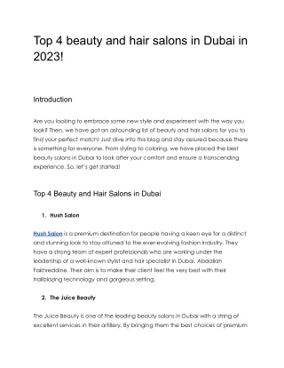 Top 4 beauty and hair salons in Dubai in 2023