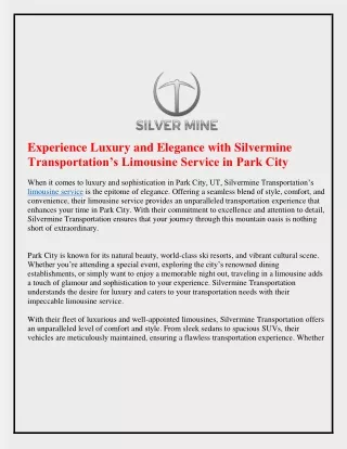 Experience Luxury and Elegance with Silvermine Transportation's Limousine Servic