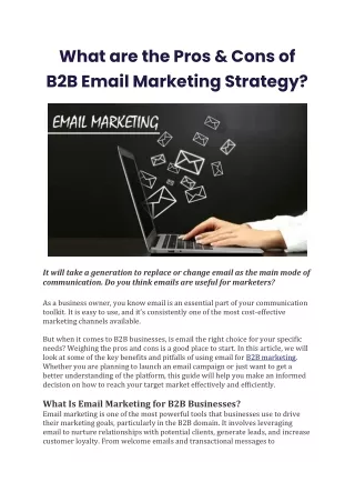 What are the Pros & Cons of B2B Email Marketing Strategy