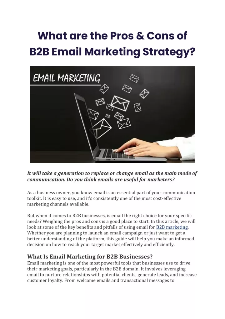 what are the pros cons of b2b email marketing