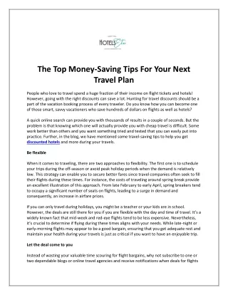 The Top Money-Saving Tips For Your Next Travel Plan