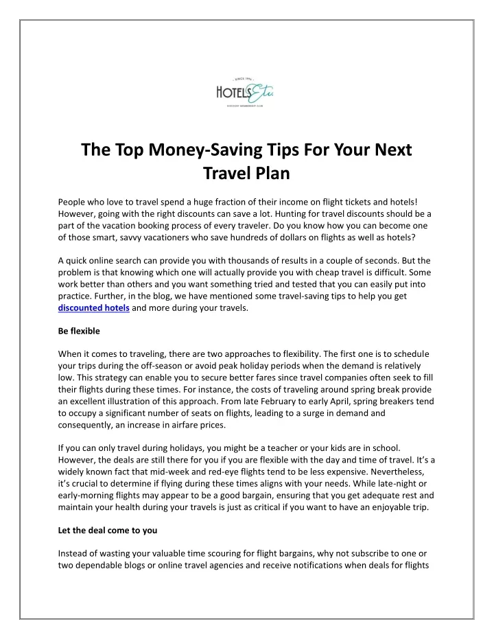 the top money saving tips for your next travel