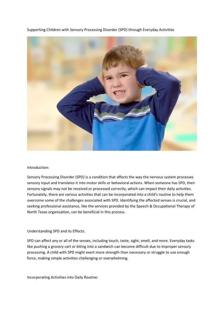supporting children with sensory processing