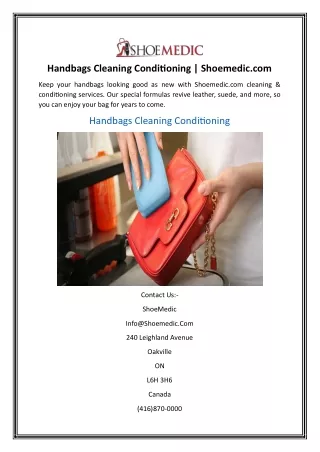 Handbags Cleaning Conditioning | Shoemedic.com