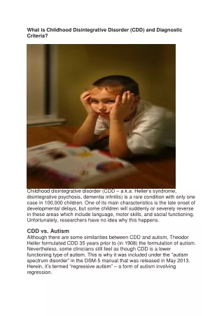 What is Childhood Disintegrative Disorder (CDD) and Diagnostic Criteria?