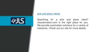 Pick And Place Robots Jlsautomation.com