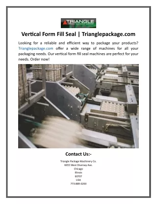 Vertical Form Fill Seal  Trianglepackage