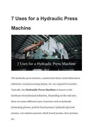 7 uses for a hydraulic press