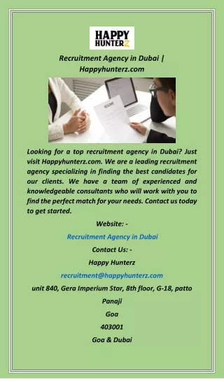Recruitment Agency in Dubai  Happyhunterz