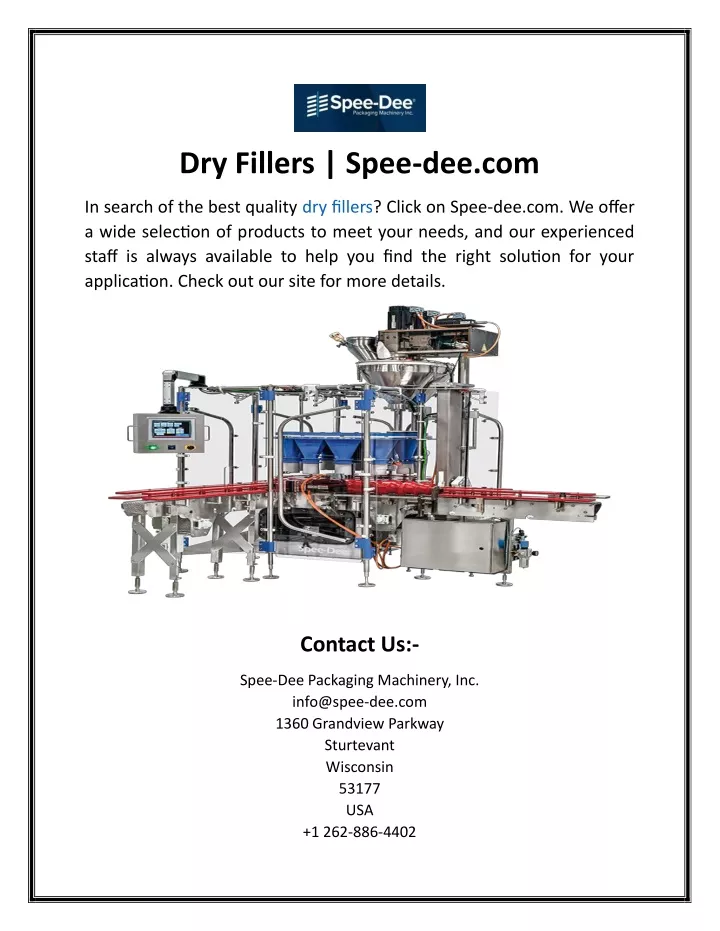 dry fillers spee dee com