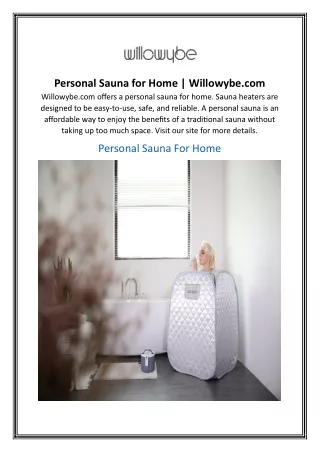 Personal Sauna for Home | Willowybe.com