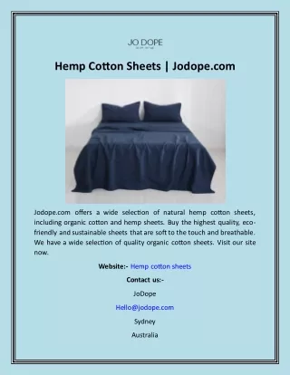 Hemp Cotton Sheets  Jodope