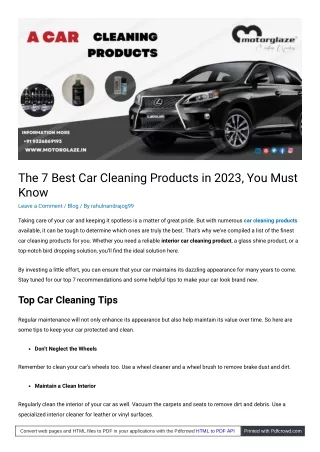 The 7 Best Car Cleaning Products in 2023, You Must Know