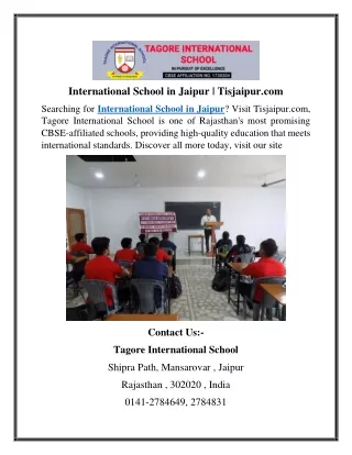 International School in Jaipur  Tisjaipur.com