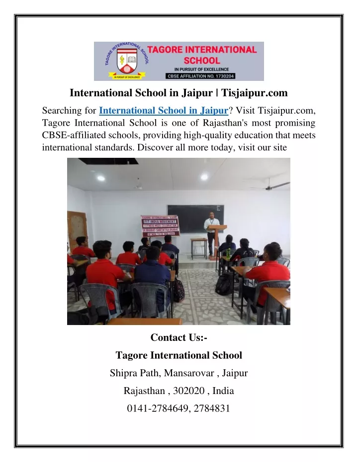 international school in jaipur tisjaipur com